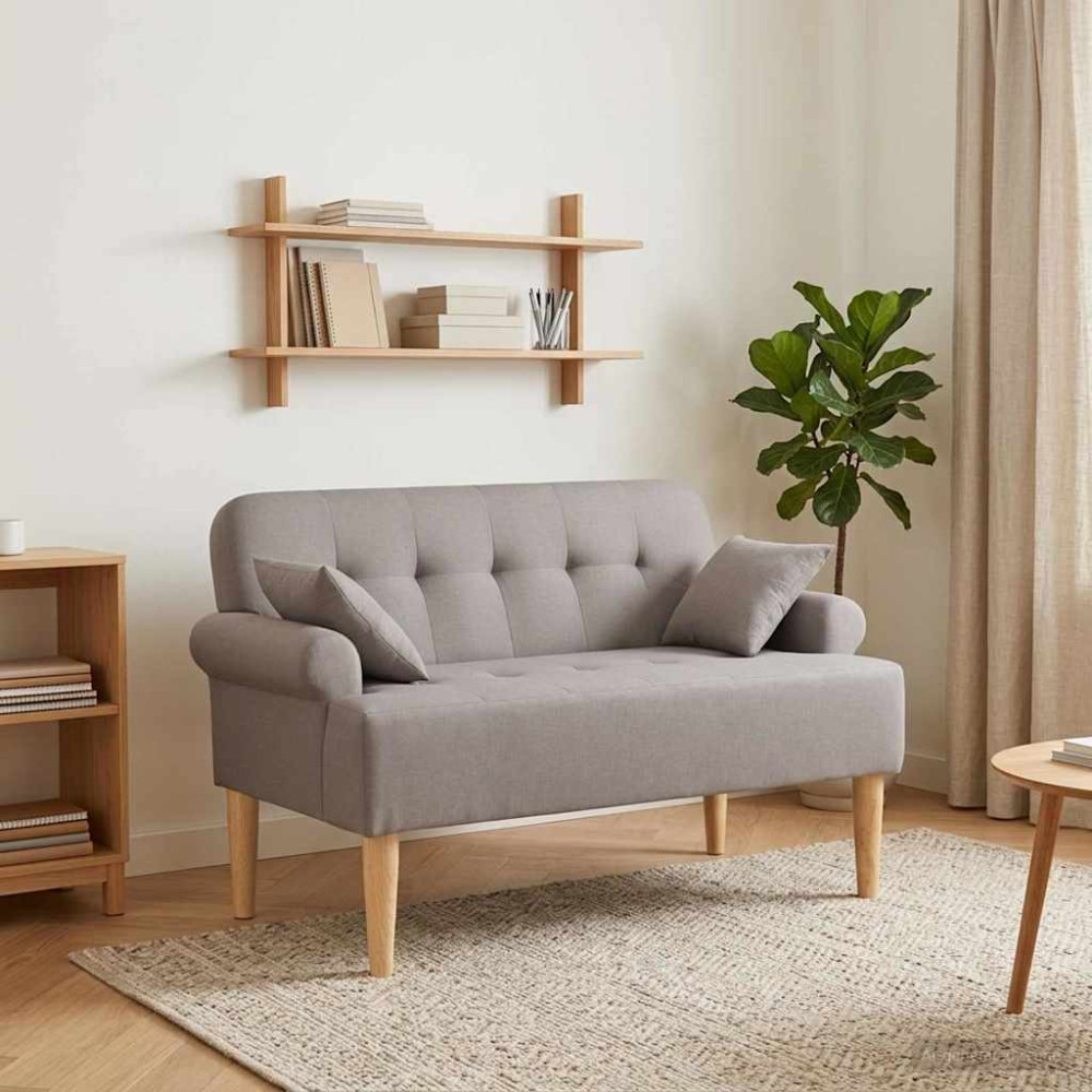 Produktbild för Loveseat med knapprapport Taupe 120 x 65 x 79 cm Tyg