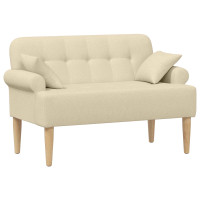 Produktbild för Loveseat med knapprapport Gräddvit 120 x 65 x 79 cm Tyg