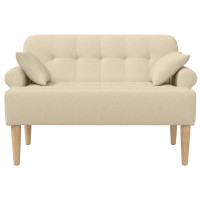 Produktbild för Loveseat med knapprapport Gräddvit 120 x 65 x 79 cm Tyg