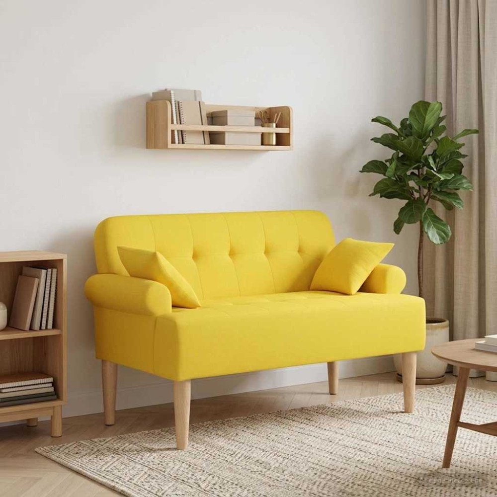 Produktbild för Loveseat med knapprapport Ljus Gul 120 x 65 x 79 cm Tyg