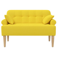 Produktbild för Loveseat med knapprapport Ljus Gul 120 x 65 x 79 cm Tyg