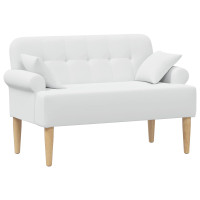 Produktbild för Loveseat med knapprapport Vit 120 x 65 x 79 cm Tyg