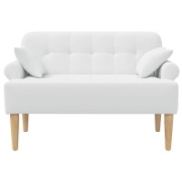 Produktbild för Loveseat med knapprapport Vit 120 x 65 x 79 cm Tyg