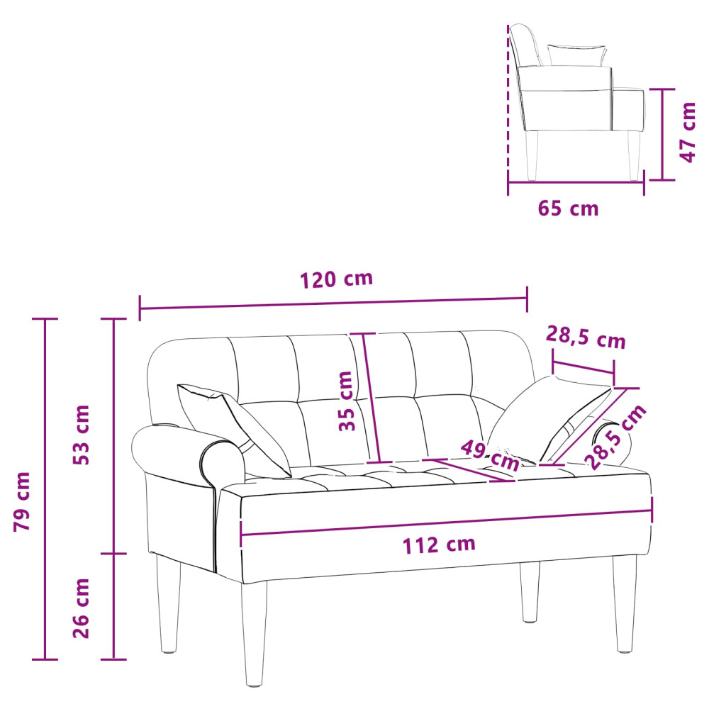 Produktbild för Loveseat med knapprapport Vit 120 x 65 x 79 cm Tyg