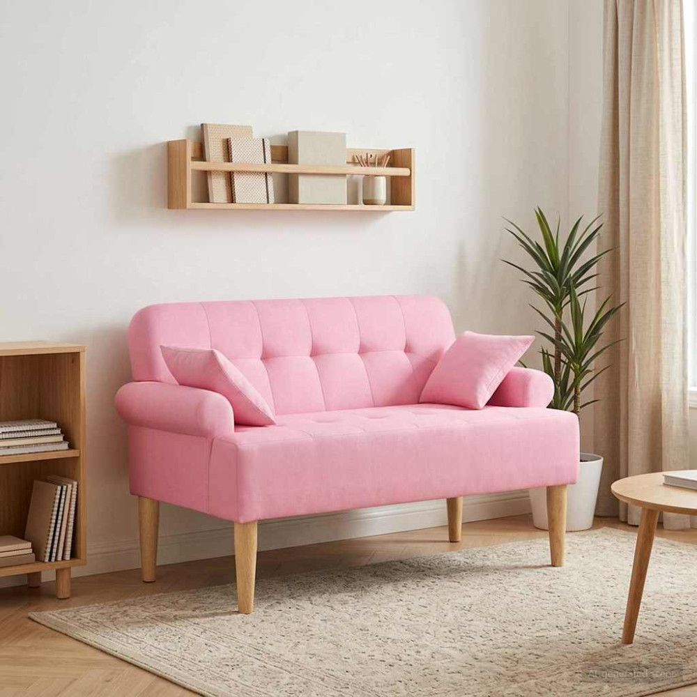 Produktbild för Loveseat med knapprapport Rosa 120 x 65 x 79 cm Tyg