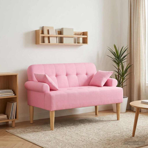 vidaXL Loveseat med knapprapport Rosa 120 x 65 x 79 cm Tyg