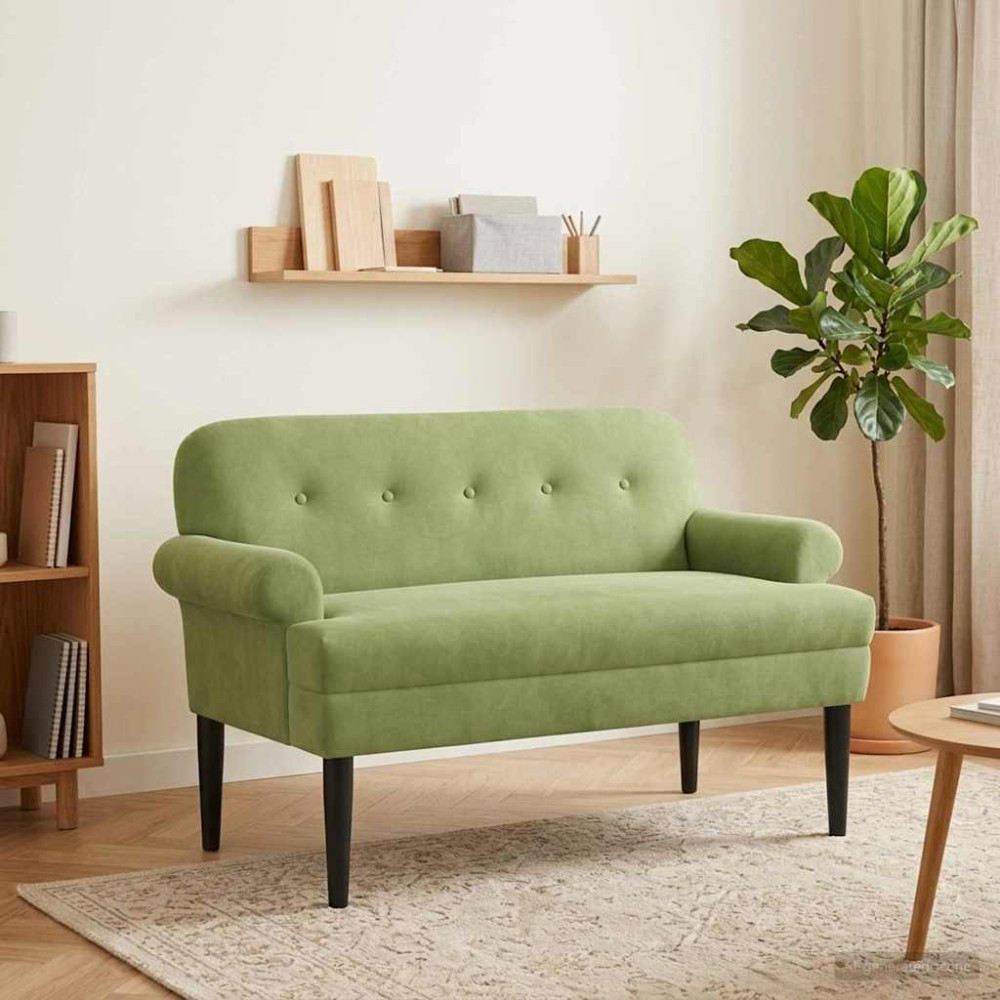 Produktbild för Loveseat med knapprapport Ljusgrön 120 x 66 x 78 cm Sammet