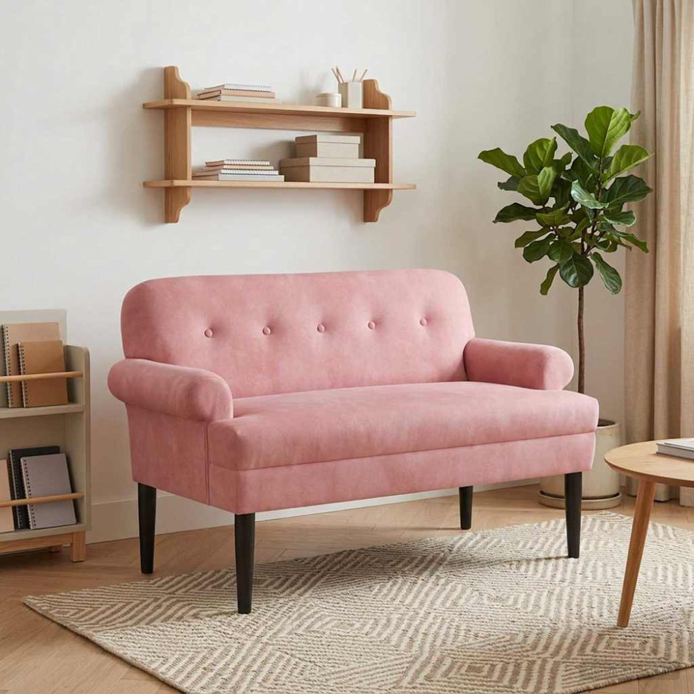 Produktbild för Loveseat med knapprapport Rosa 120 x 66 x 78 cm Sammet