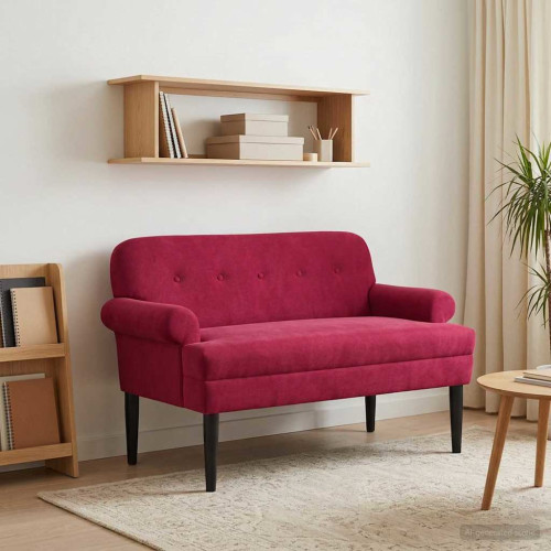 vidaXL Loveseat med knapprapport Vinröd 120 x 66 x 78 cm Sammet