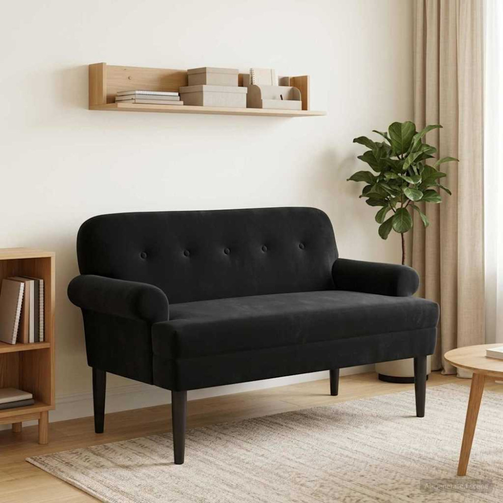 Produktbild för Loveseat med knapprapport Svart 120 x 66 x 78 cm Sammet