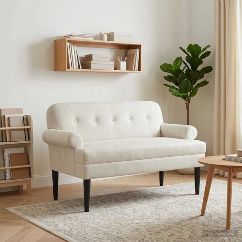vidaXL Loveseat med knapprapport Gräddvit 120 x 66 x 78 cm Sammet