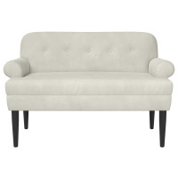 Produktbild för Loveseat med knapprapport Gräddvit 120 x 66 x 78 cm Sammet