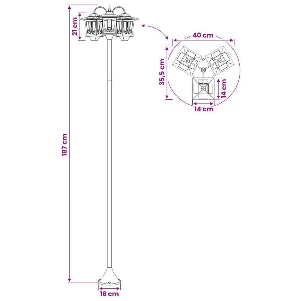 Produktbild för Utomhus Solamp with LED Bulb Svart