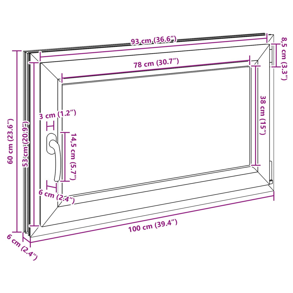 Produktbild för Källarfönster RISOR 100 x 60 cm PVC och glas Vit