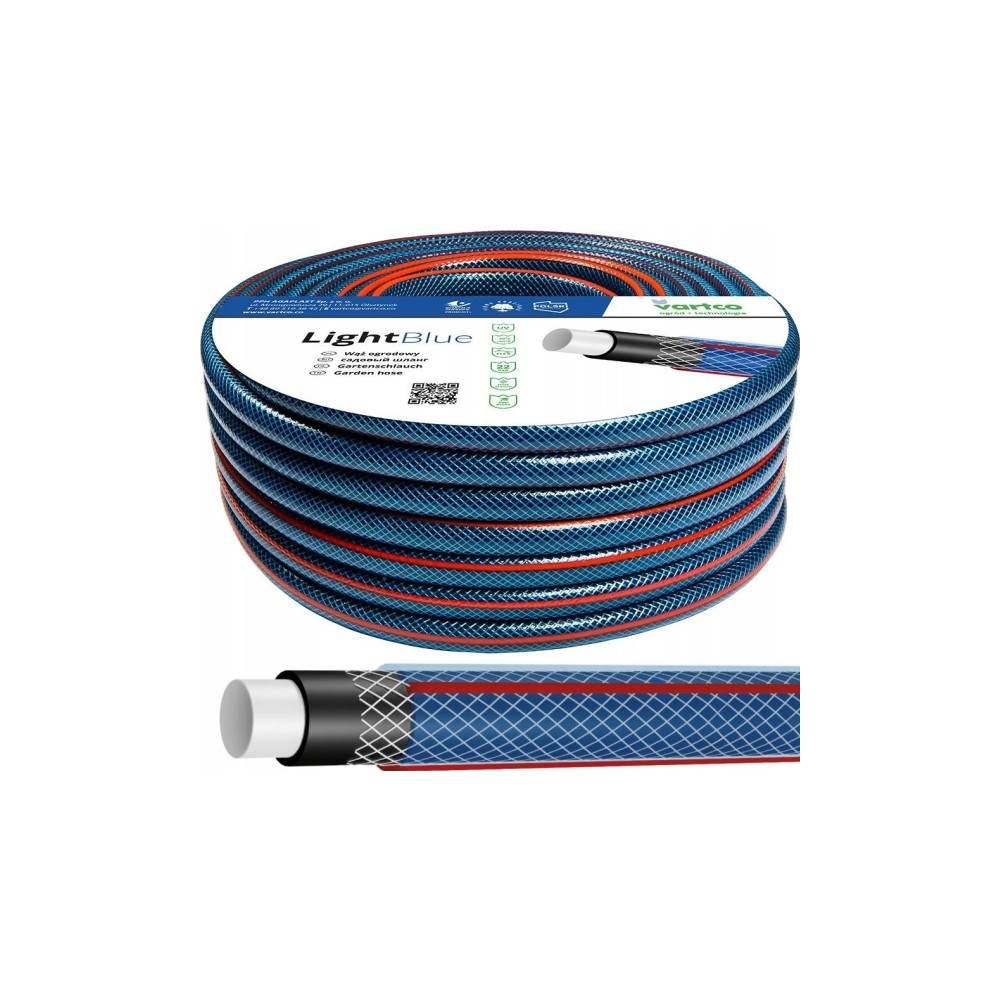 Produktbild för Vartco trädgårdsslang 3/4" 20 m, 4-lagers, Vartco LIGHT BLUE...