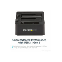 Produktbild för StarTech.com Dual-Bay USB 3.1 to SATA Hard Drive Docking Station, USB 3.1 (10 Gbps) Hard Drive Dock, External 2.53.5 SATA IIIIII, SSDHDD Docking Station, Hot-Swap Hard Drive Bay - Top-Loading - kontrollerkort - USB 3.1 (Gen 2)