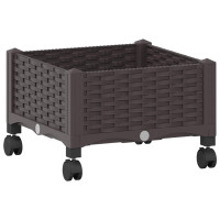 Produktbild för Trädgårdsplanterare med hjul Brun 40 x 40 x 29 cm PP