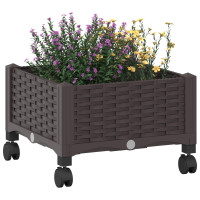 Produktbild för Trädgårdsplanterare med hjul Brun 40 x 40 x 29 cm PP