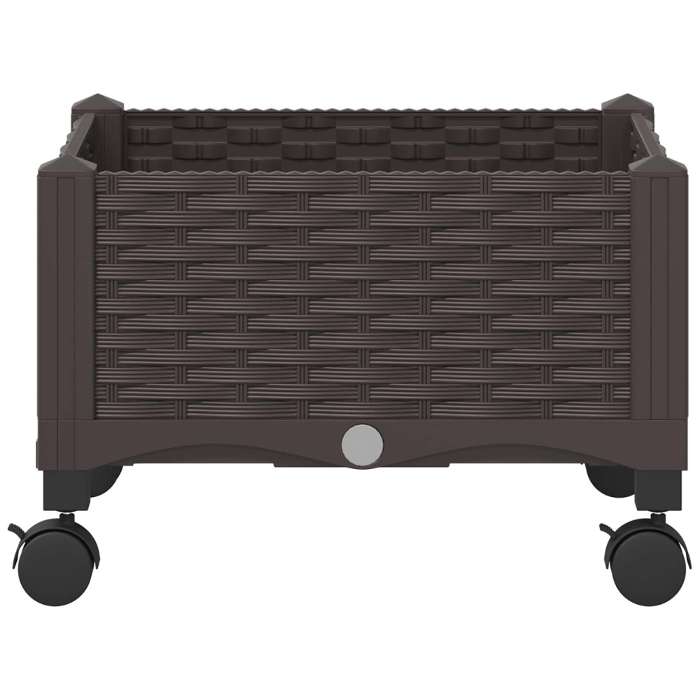 Produktbild för Trädgårdsplanterare med hjul Brun 40 x 40 x 29 cm PP