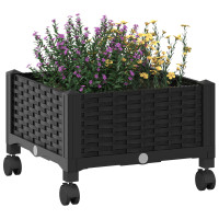 Produktbild för Trädgårdsplanterare med hjul Svart 40 x 40 x 29 cm PP