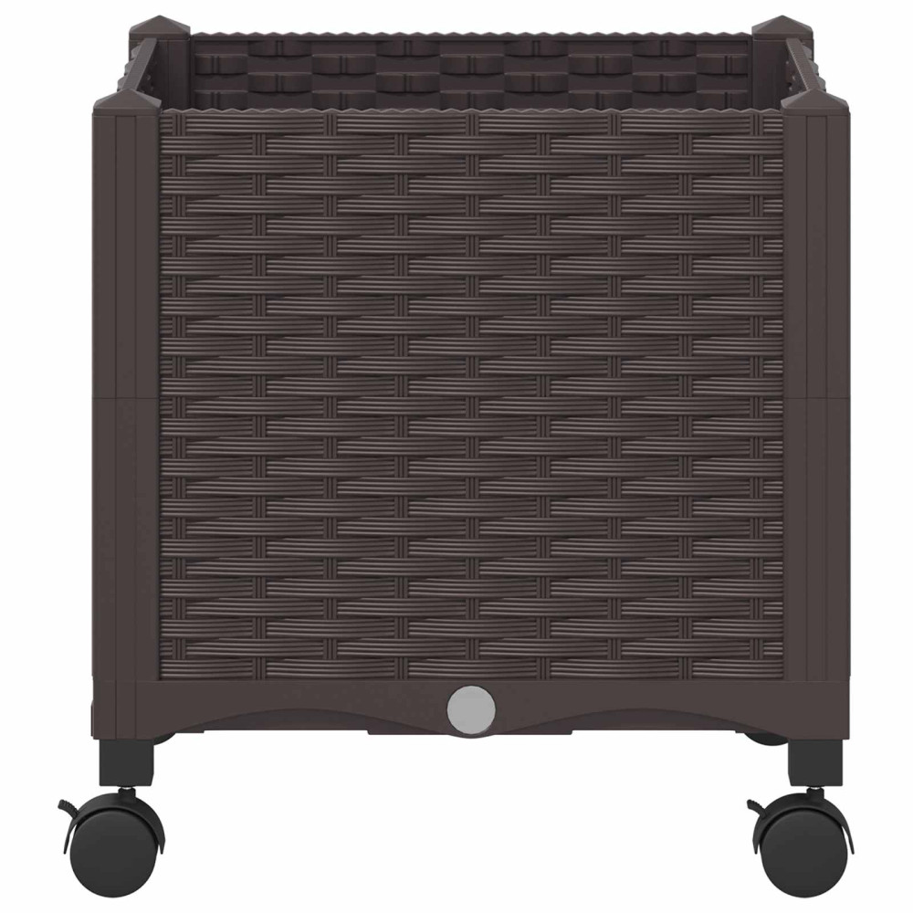 Produktbild för Trädgårdsplanterare med hjul Brun 40 x 40 x 44 cm PP