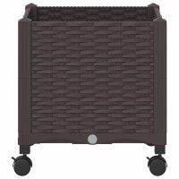 Produktbild för Trädgårdsplanterare med hjul Brun 40 x 40 x 44 cm PP