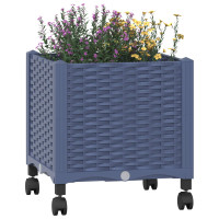 Produktbild för Trädgårdsplanterare med hjul Blå Grå 40 x 40 x 48 cm PP