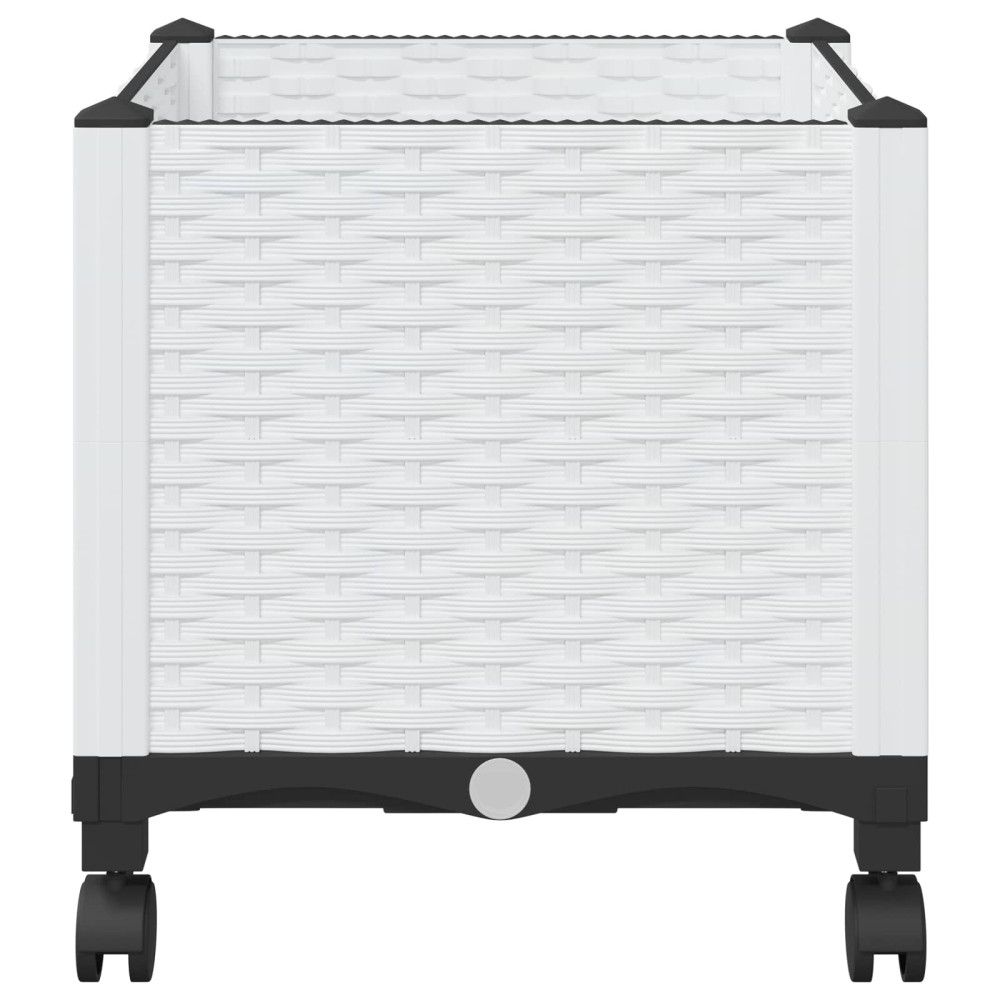Produktbild för Trädgårdsplanterare med hjul Vit 40 x 40 x 48 cm PP