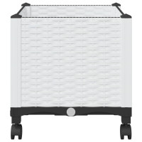 Produktbild för Trädgårdsplanterare med hjul Vit 40 x 40 x 48 cm PP