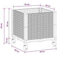 Produktbild för Trädgårdsplanterare med hjul Vit 40 x 40 x 48 cm PP