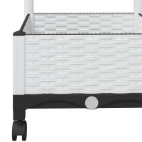 Produktbild för Trädgårdsplanterare med spaljé och hjul Vit 40 x 40 x 131,5 cm