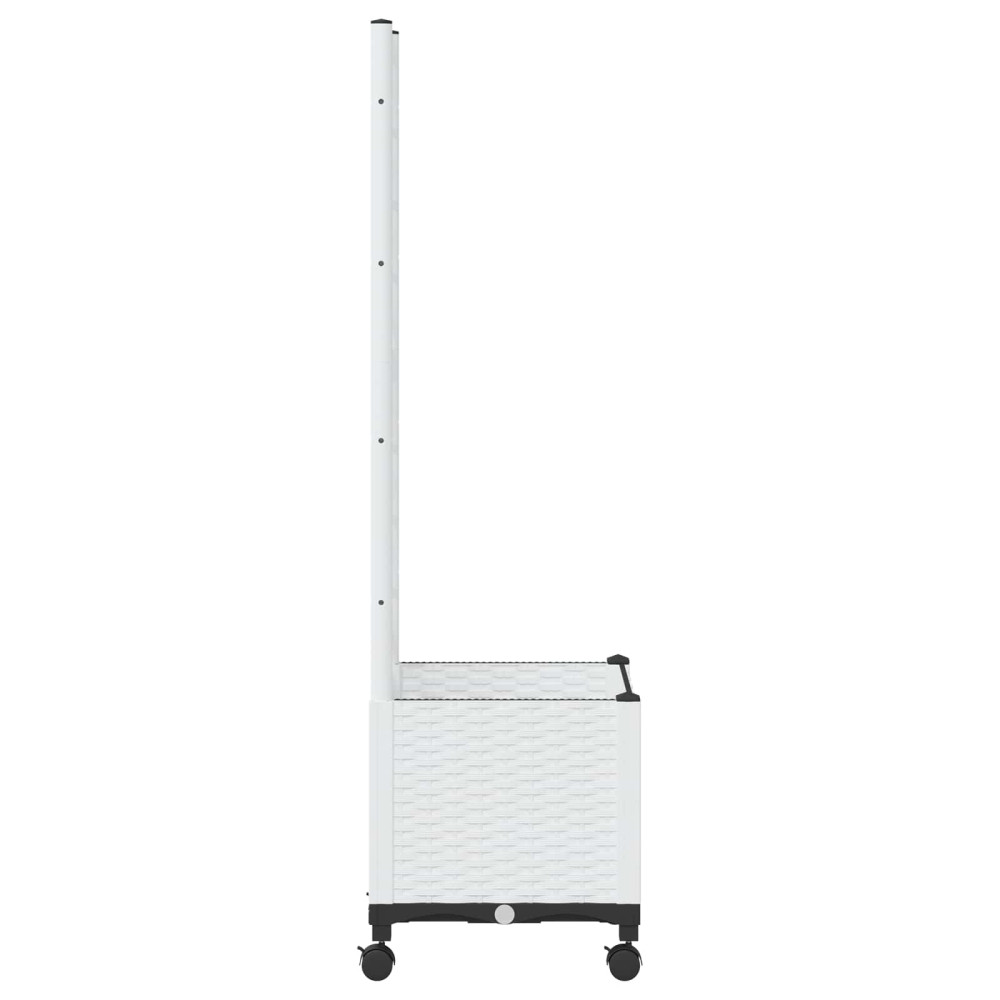 Produktbild för Trädgårdsplanterare med spaljé och hjul Vit 40 x 40 x 146 cm PP