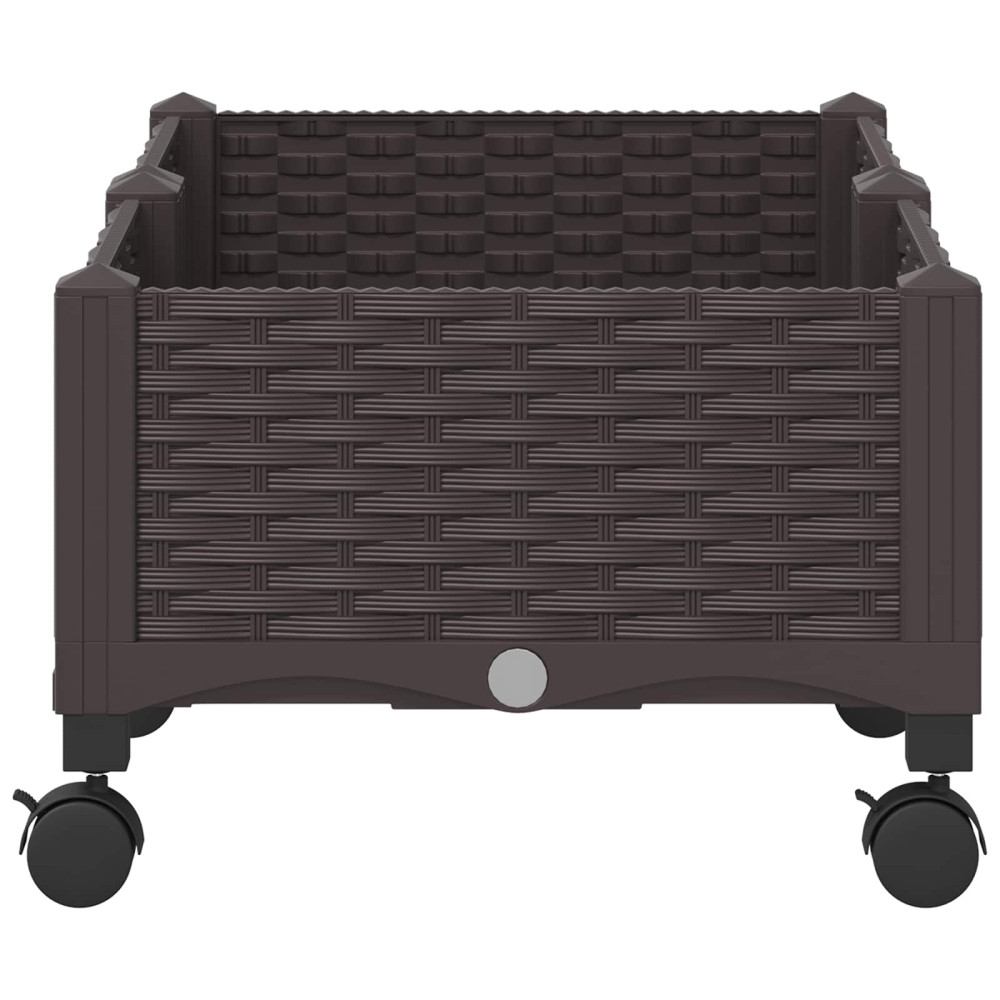 Produktbild för Trädgårdsplanterare med hjul Brun 80 x 40 x 29 cm PP