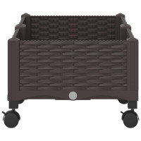 Produktbild för Trädgårdsplanterare med hjul Brun 80 x 40 x 29 cm PP