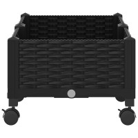 Produktbild för Trädgårdsplanterare med hjul Svart 80 x 40 x 29 cm PP