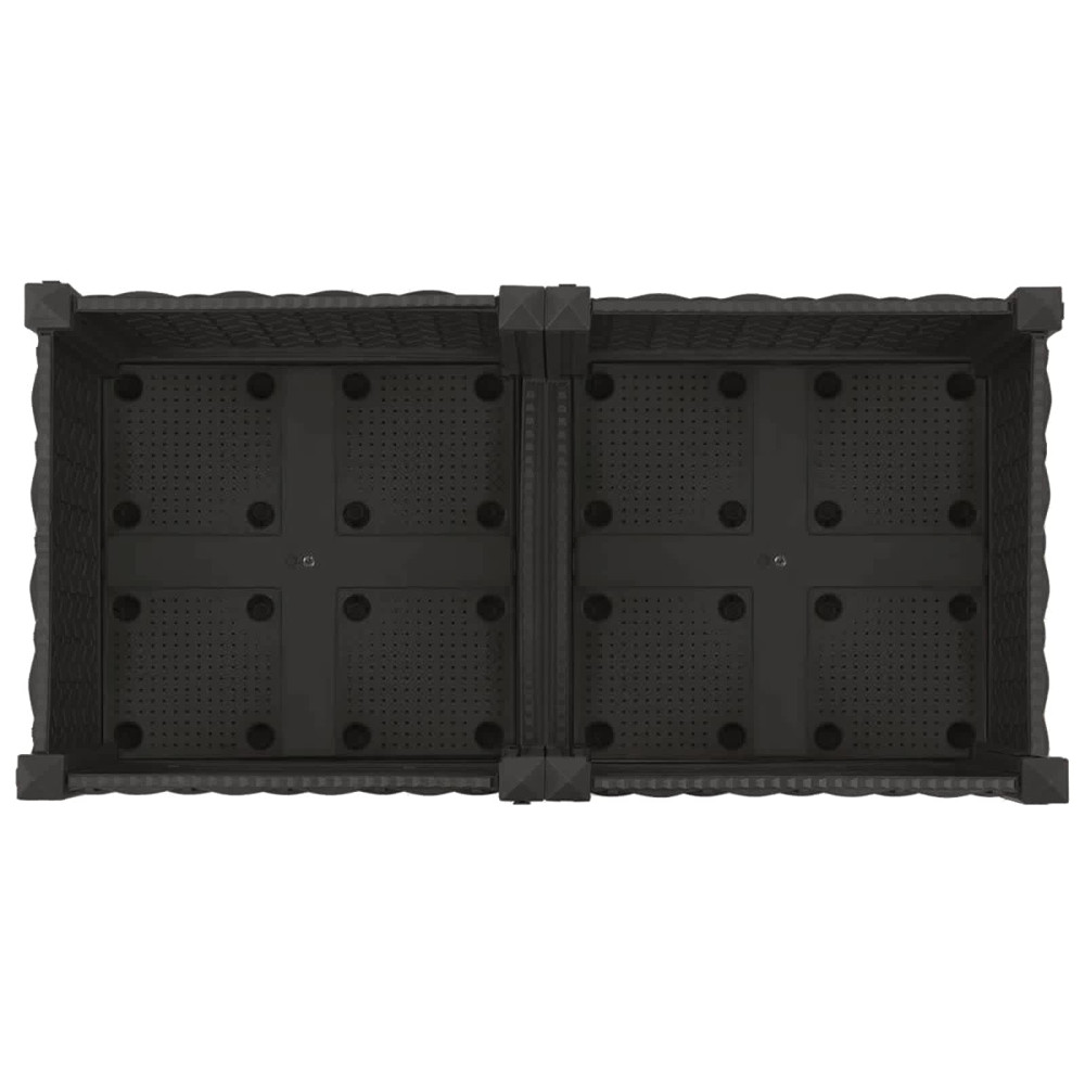 Produktbild för Trädgårdsplanterare med hjul Svart 80 x 40 x 29 cm PP