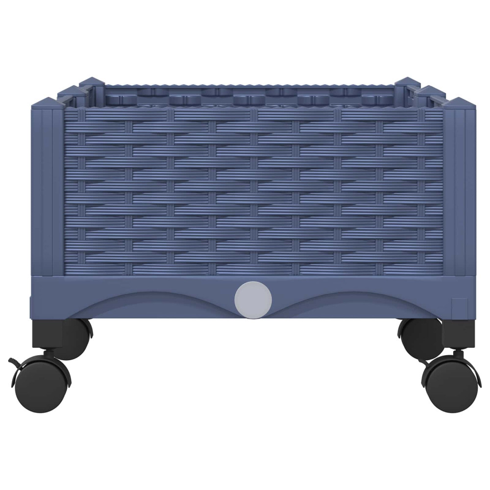 Produktbild för Trädgårdsplanterare med hjul Blå Grå 80 x 40 x 33 cm PP