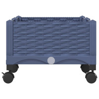 Produktbild för Trädgårdsplanterare med hjul Blå Grå 80 x 40 x 33 cm PP