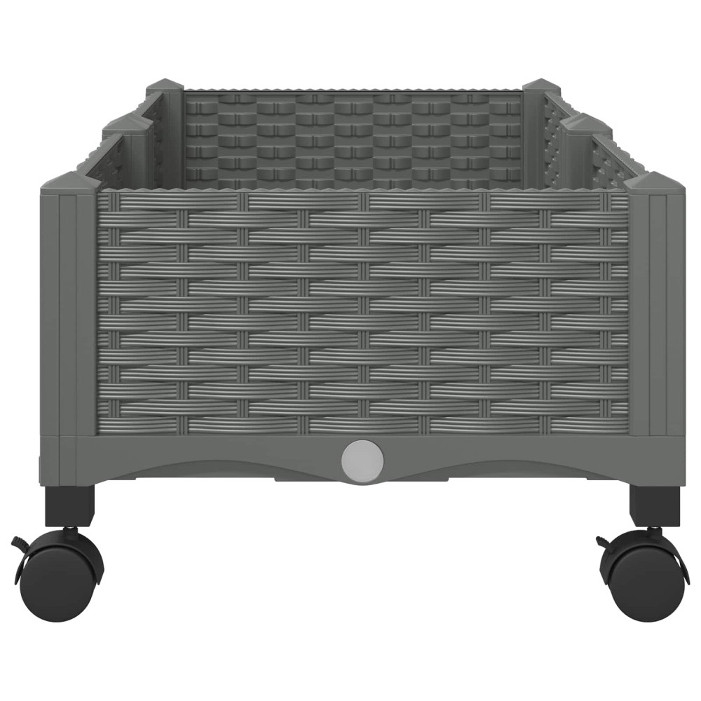 Produktbild för Trädgårdsplanterare med hjul Ljusgrå 80 x 40 x 33 cm PP