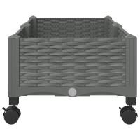 Produktbild för Trädgårdsplanterare med hjul Ljusgrå 80 x 40 x 33 cm PP