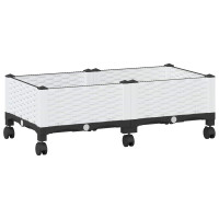 Produktbild för Trädgårdsplanterare med hjul Vit 80 x 40 x 33 cm PP