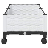 Produktbild för Trädgårdsplanterare med hjul Vit 80 x 40 x 33 cm PP