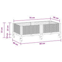 Produktbild för Trädgårdsplanterare med hjul Vit 80 x 40 x 33 cm PP