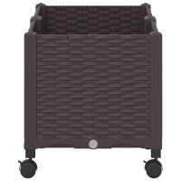 Produktbild för Trädgårdsplanterare med hjul Brun 80 x 40 x 44 cm PP