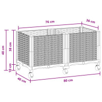 Produktbild för Trädgårdsplanterare med hjul Brun 80 x 40 x 44 cm PP