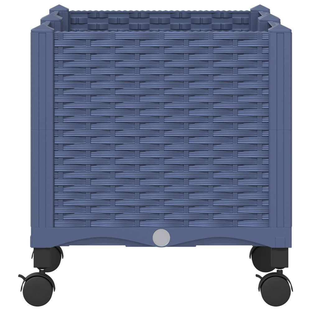 Produktbild för Trädgårdsplanterare med hjul Blå Grå 80 x 40 x 48 cm PP