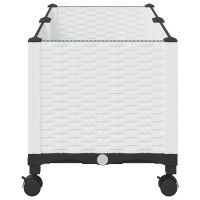 Produktbild för Trädgårdsplanterare med hjul Vit 80 x 40 x 48 cm PP