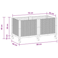 Produktbild för Trädgårdsplanterare med hjul Vit 80 x 40 x 48 cm PP