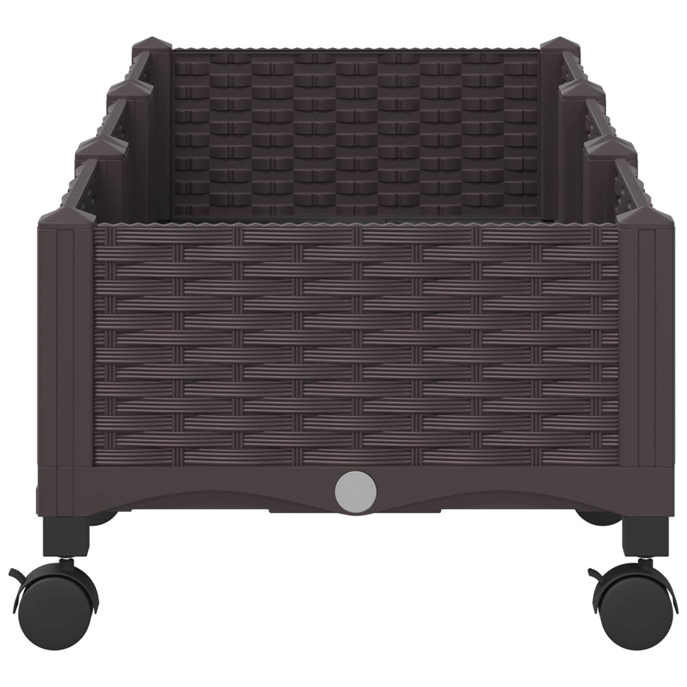 Produktbild för Trädgårdsplanterare med hjul Brun 120 x 40 x 29 cm PP