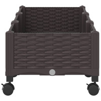 Produktbild för Trädgårdsplanterare med hjul Brun 120 x 40 x 29 cm PP